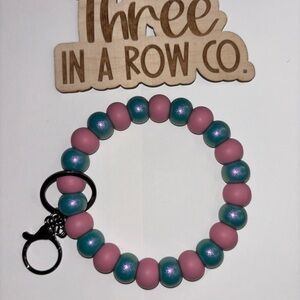 Pink and Blue Beaded Key Holder